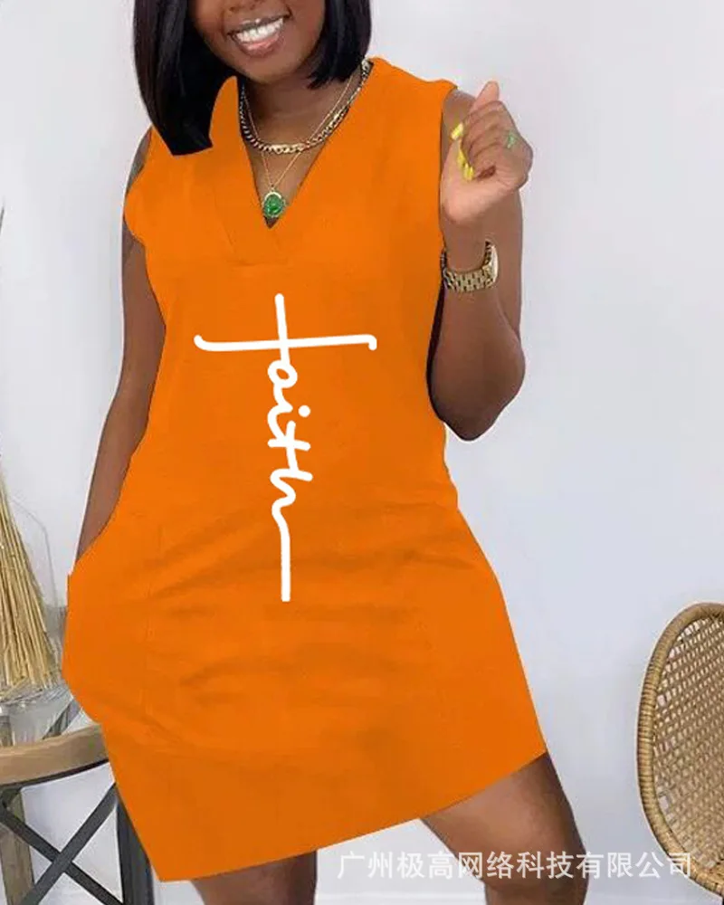 

Женское мини-платье с V-образным вырезом, без рукавов