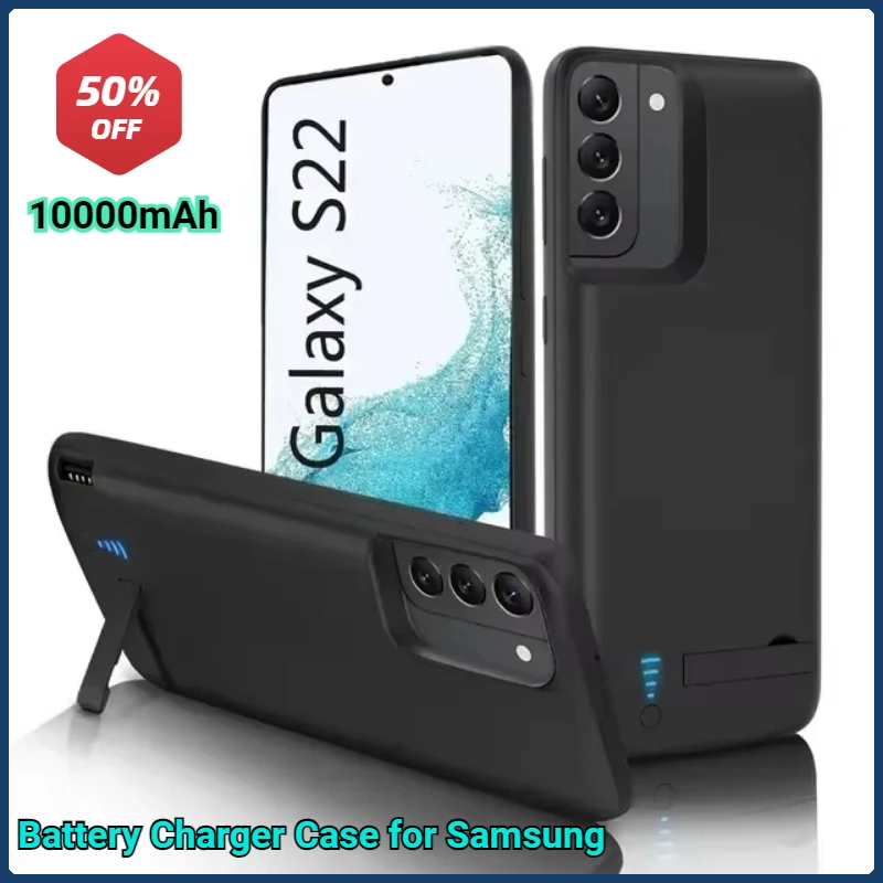 Фото Чехол-зарядное устройство емкостью 10000 мАч для Samsung Galaxy S10 S20 S21 S22 + Plus Ultra Note 10 20 8 9 Портативная крышка аккумулятора Power Bank №1