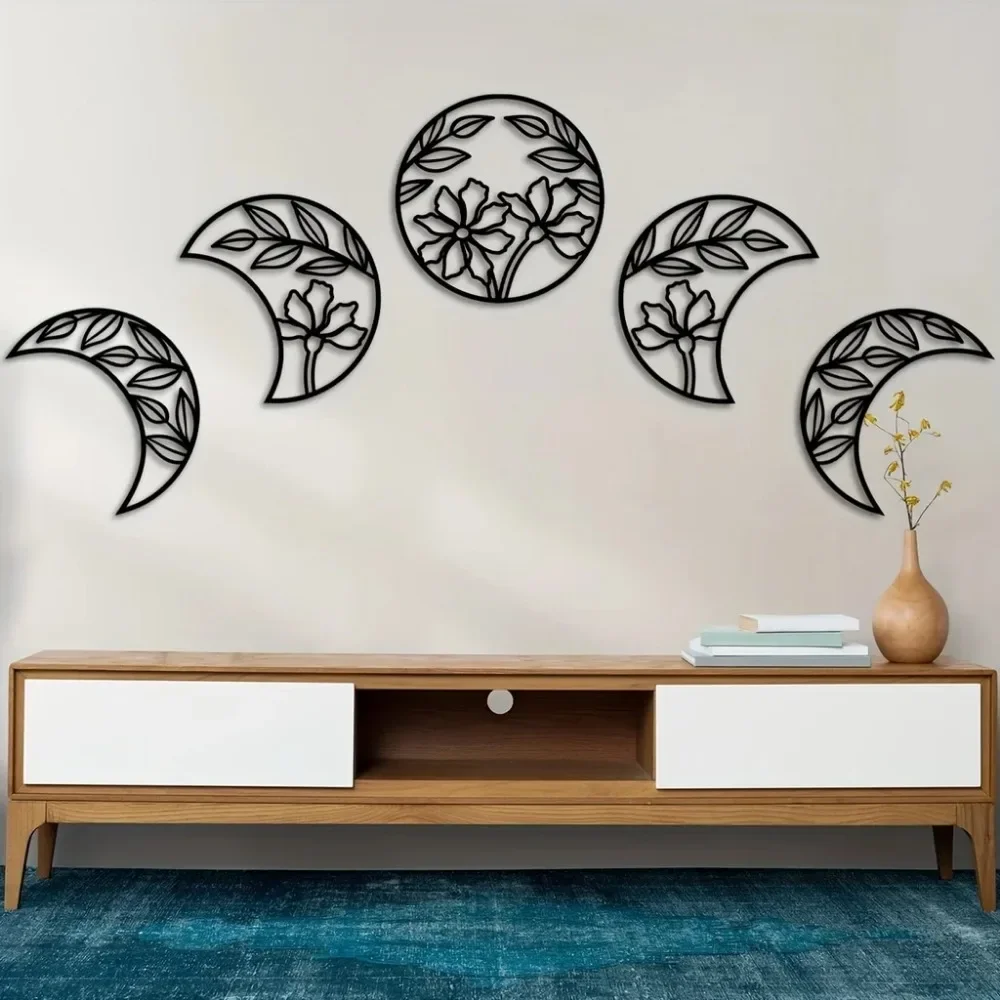 5 Упаковок Металлических Фаз Луны Настенный Декор Дизайн Цветочного Листа