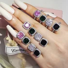 Ювелирный Комплект из кольца и серёг, серебристого цвета, с фианитом