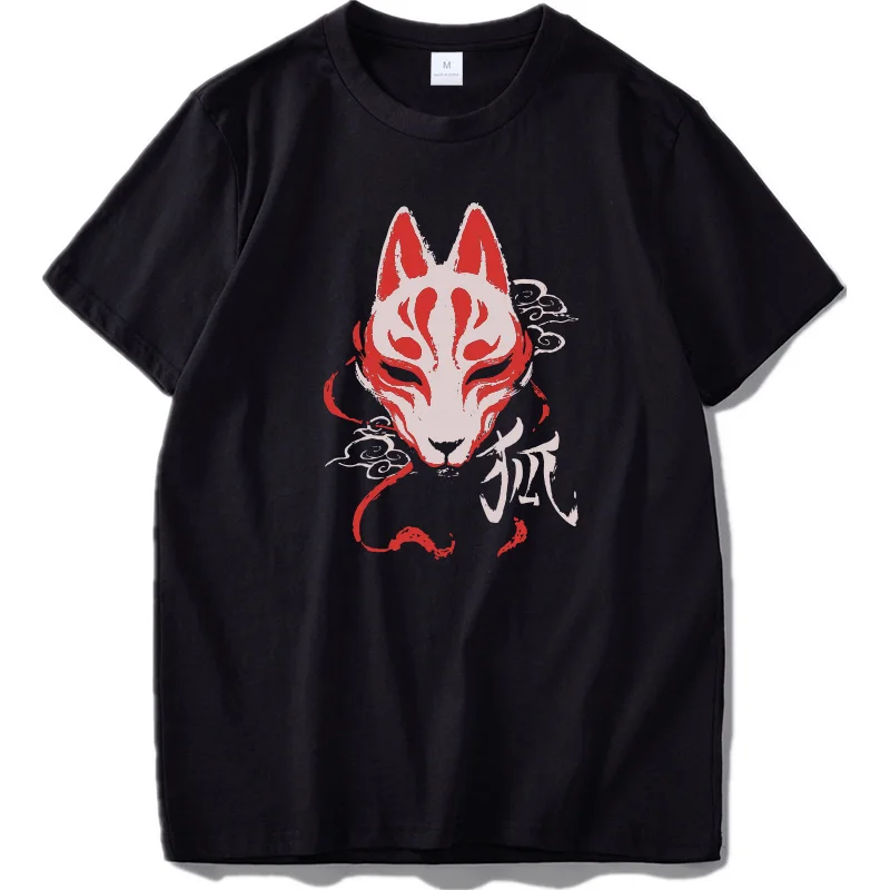 

Japanese Fox T Shirt Culture Chinese Demons Design Graphic Tshirt Homme Size 100% Cotton T-shirt Gifts