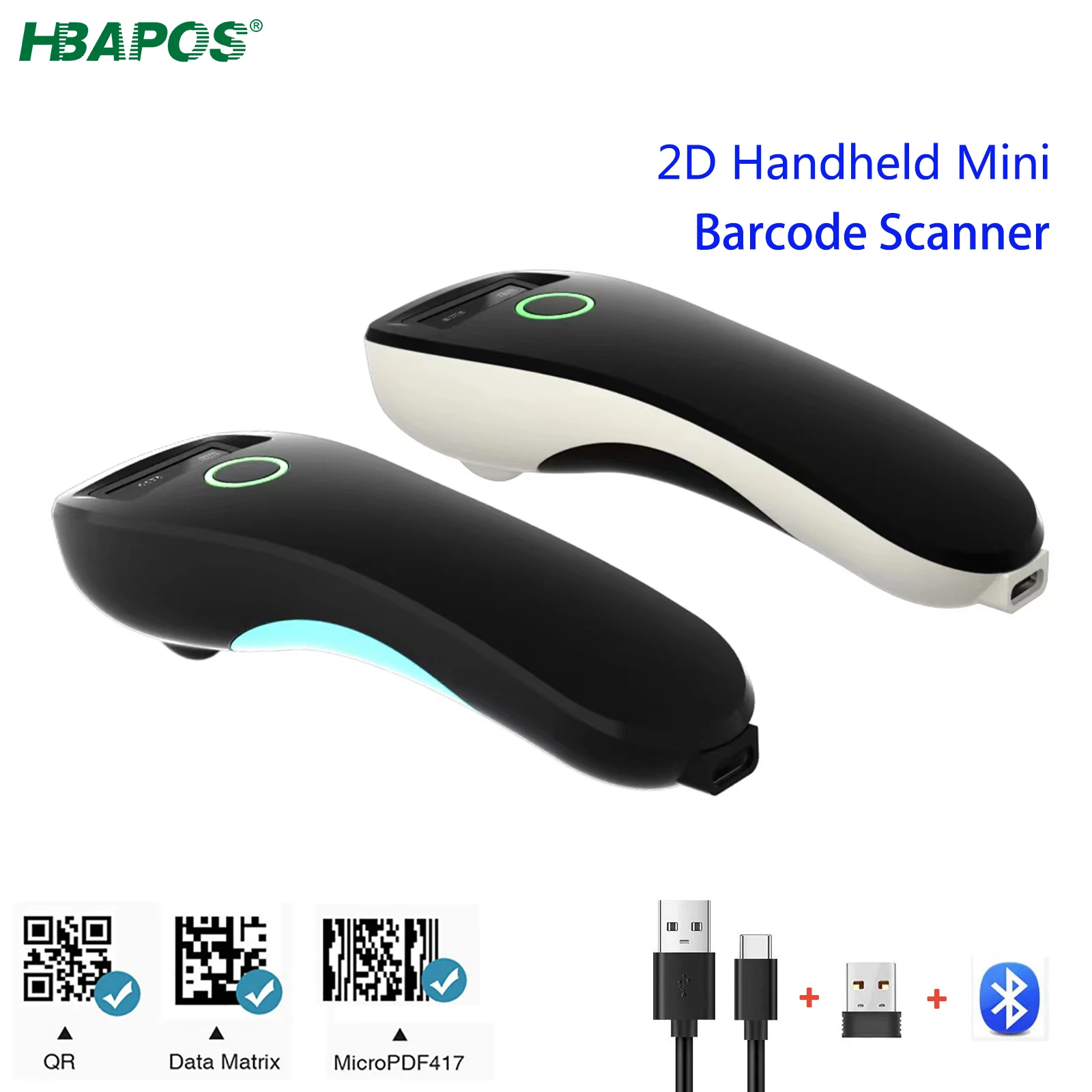 

Сканер штрих-кода HBA-W6, беспроводной, 1D/2D, USB, Bluetooth, карманный мини-считыватель QR-кодов, IOS, Android, Windows, для Мобильных Платежей