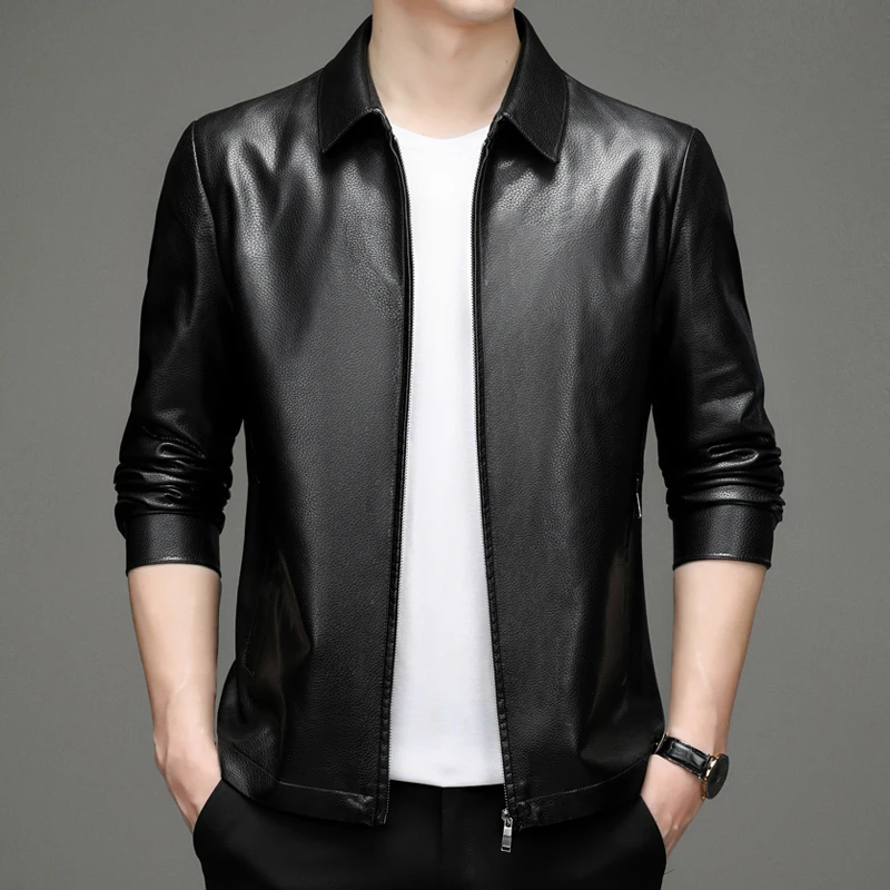 Куртка-пилот мужская из натуральной овечьей кожи на молнии | Мужская одежда