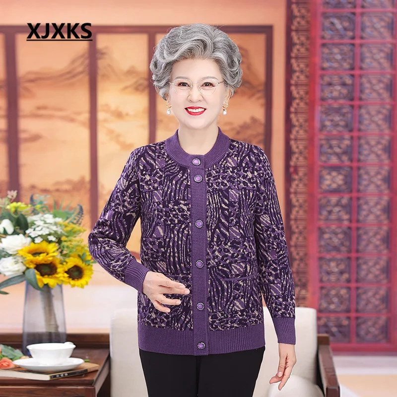 Однобортный Кардиган XJXKS с круглым вырезом и длинными рукавами Женская куртка