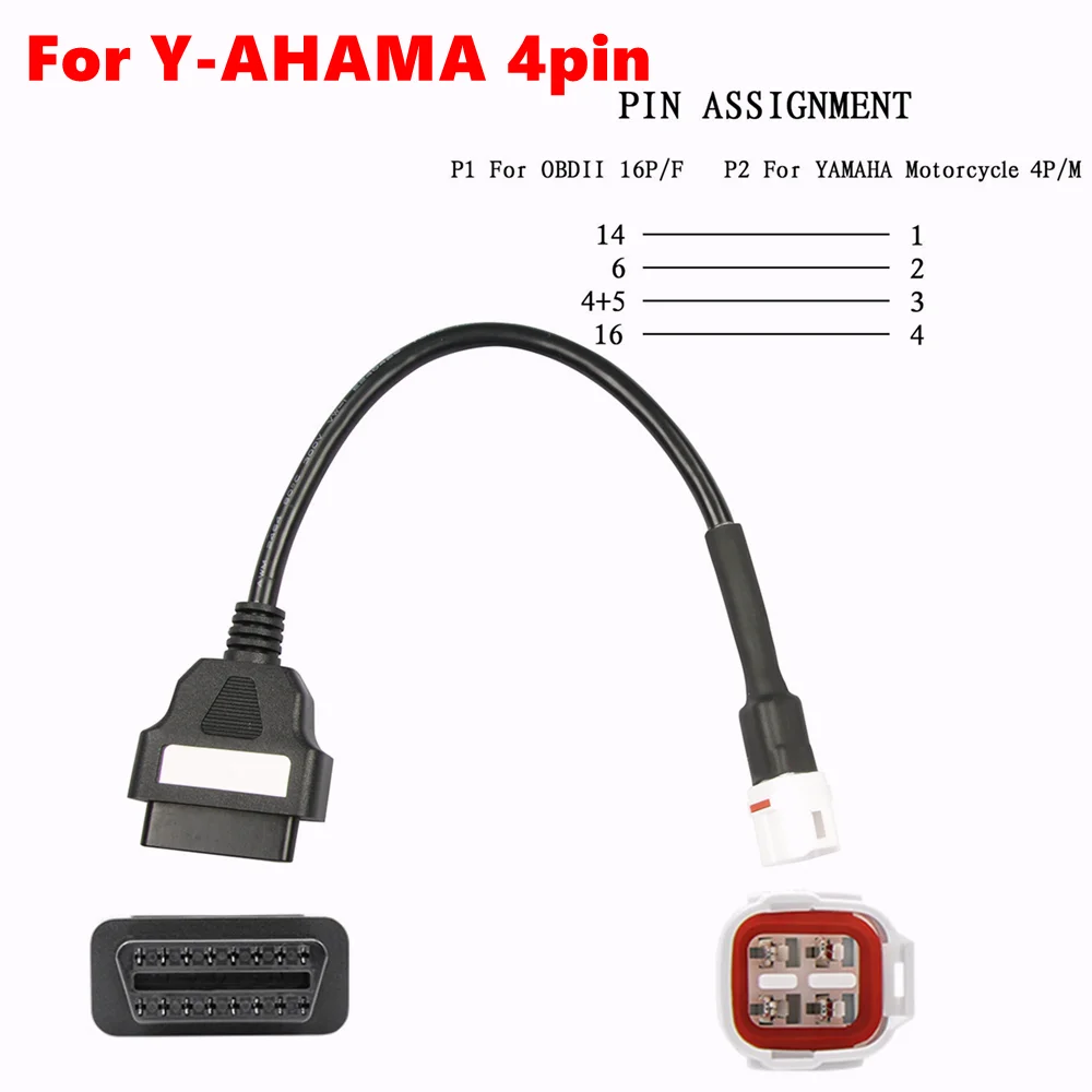 

Удлинительный кабель для мотоцикла YAMAHA 3/4pin OBD2 Connec OBD2 Connectortor для Honda/Kawasaki/SUZUKI 4/6PIN