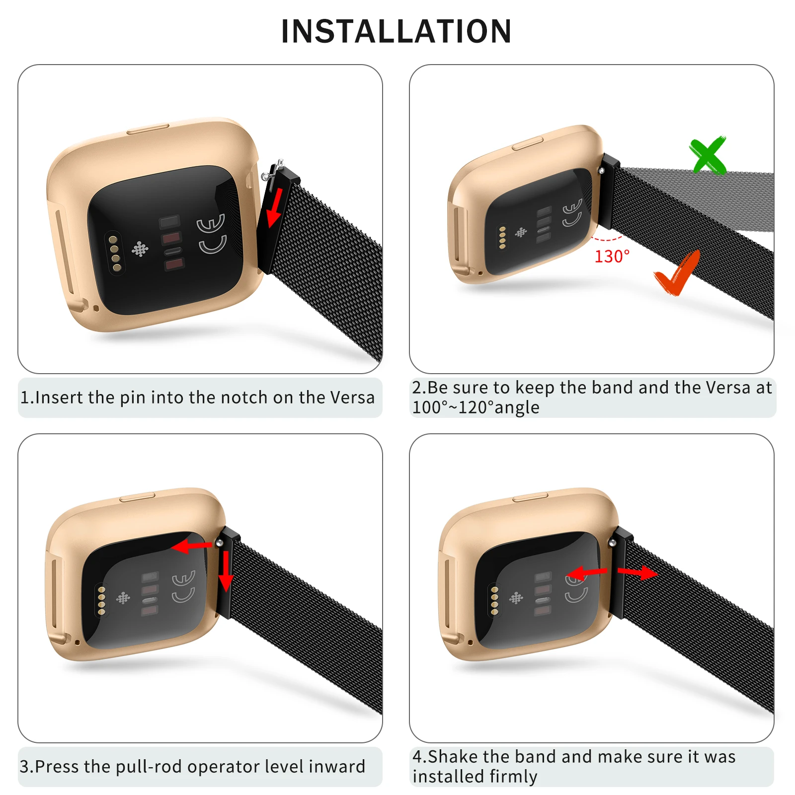 Newest Metal Magnetic Strap For Fitbit Versa/Versa 2/Versa Lite Band Bracelet Watchband For Fitbit Versa SE Strap Hanging Loop