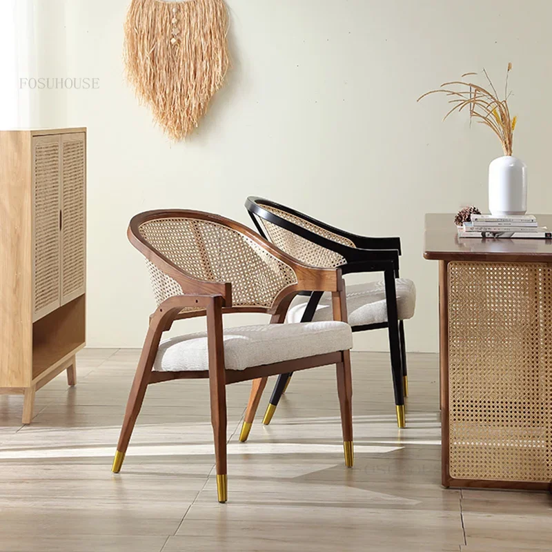 

Скандинавский стиль, роскошные обеденные стулья из массива дерева для столовой, скандинавский ротанговый обеденный стул со спинкой, мебель для библиотеки LQQ142YH