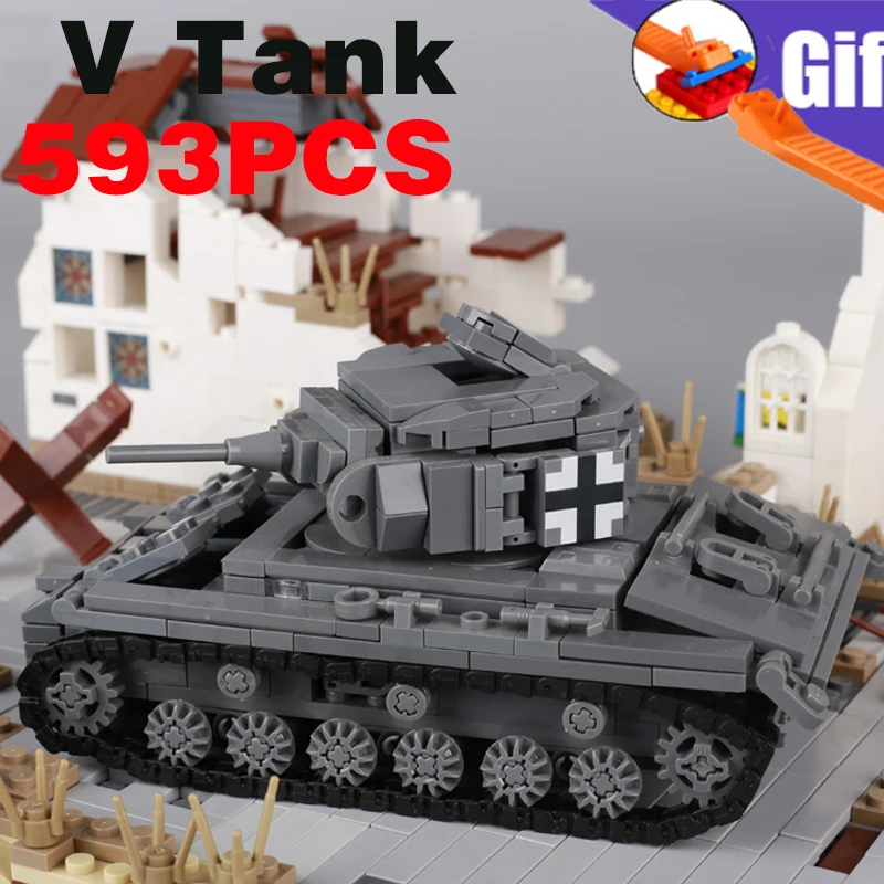 

WW2 German V Tank Model Building Blocks Modern Military War Scene Army Soldiers Figures Armored Vehicle Bricks Assemble Toys