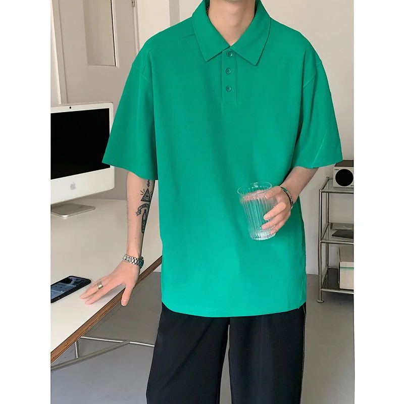 

2022 Summer Men's High Quality Korean Style T-shirts Solid Color Loose Short Sleeve Tshirts White/green/yellow T Shirts M-2XL