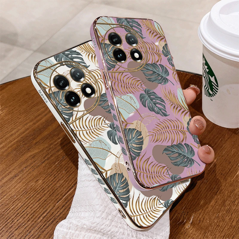 Фото Роскошный чехол для телефона с текстурированным листом 11R для Oneplus 10Pro 10T 10R 11R 11 12 11Pro 8T 9R 9RT 9 9Pro Ace 3 2V 3V 2Pro Cover №2