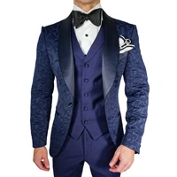 2022 new arrival business casual for men wedding blue 3piece %ef%bc%88blazer vest pants%ef%bc%89 shawl lapel groom tuxedos costume homme
