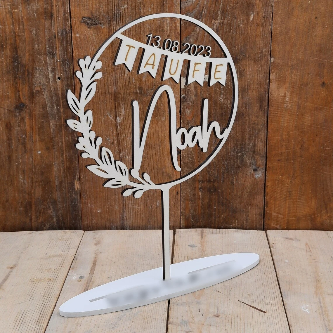 Деревянный топпер для торта на крещение индивидуальное имя клубный торт