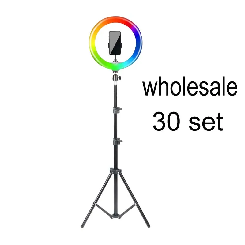 Anillo de luz de 10, 14, 26 y 30 Cm, compatible con trípode de 160 y 200cm, lámpara de fotografía para espectáculos en vivo, soporte para teléfono móvil, venta al por mayor