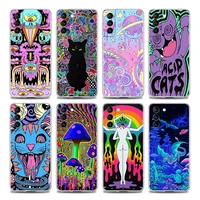clear phone case for samsung s9 s10 4g s10e plus s20 s21 fe 5g m51 m31 s m21 soft silicone colourful psychedelic trippy art
