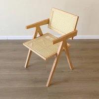 nordic ins solid wood real rattan dining chair medieval chair leisure chair designer chandigarh retro armrest silla mesedora