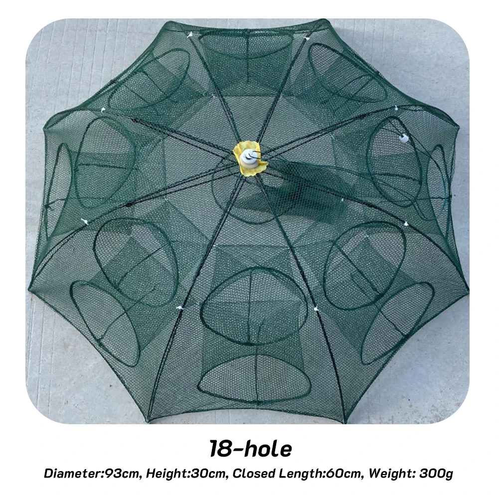 4-20 Holes Fishing Net Folded Portable Hexagon Fish Network Casting Nets Crayfish Shrimp Catcher Tank Trap Cages Mesh Trap