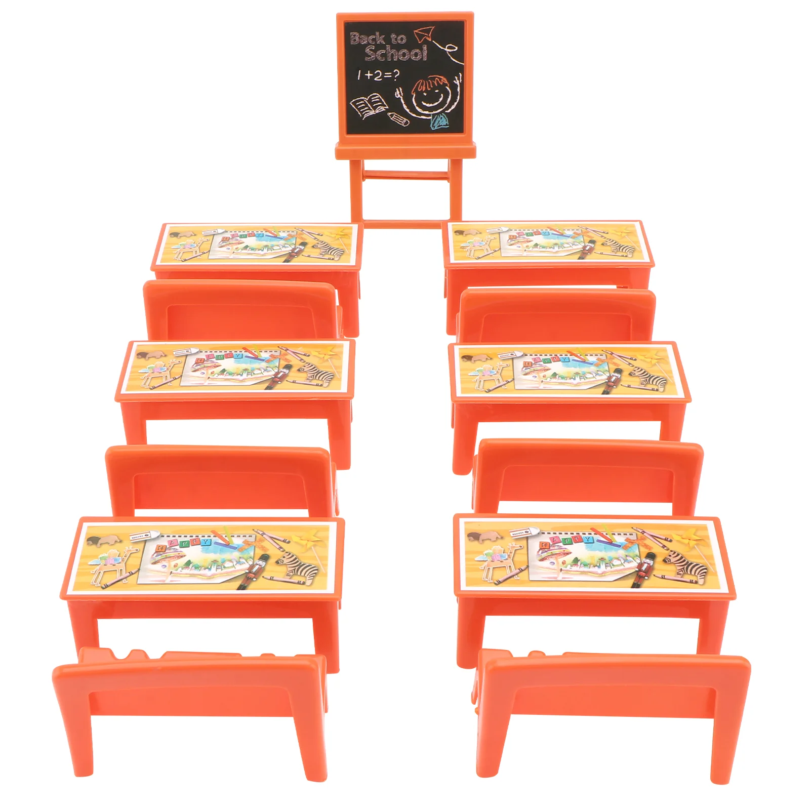 

Toy Wooden Landscape Adornment Mini Desk Chair Model Home Furniture Class Room Chalkboard