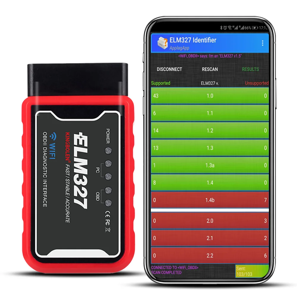 ELM327 V1.5 Автомобильный считыватель кодов Wi-Fi ELM 327 PIC18F25K80 Чип OBDII Автоматический