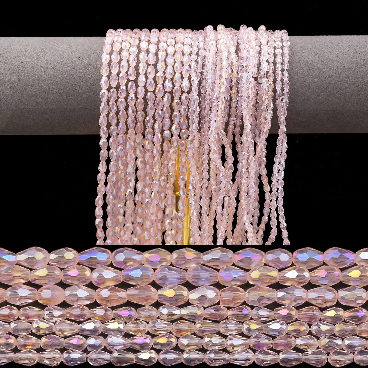 5/6 мм Розовый AB Цвет Teardrop Австрийский Кристалл Прямое Отверстие Груша Форма