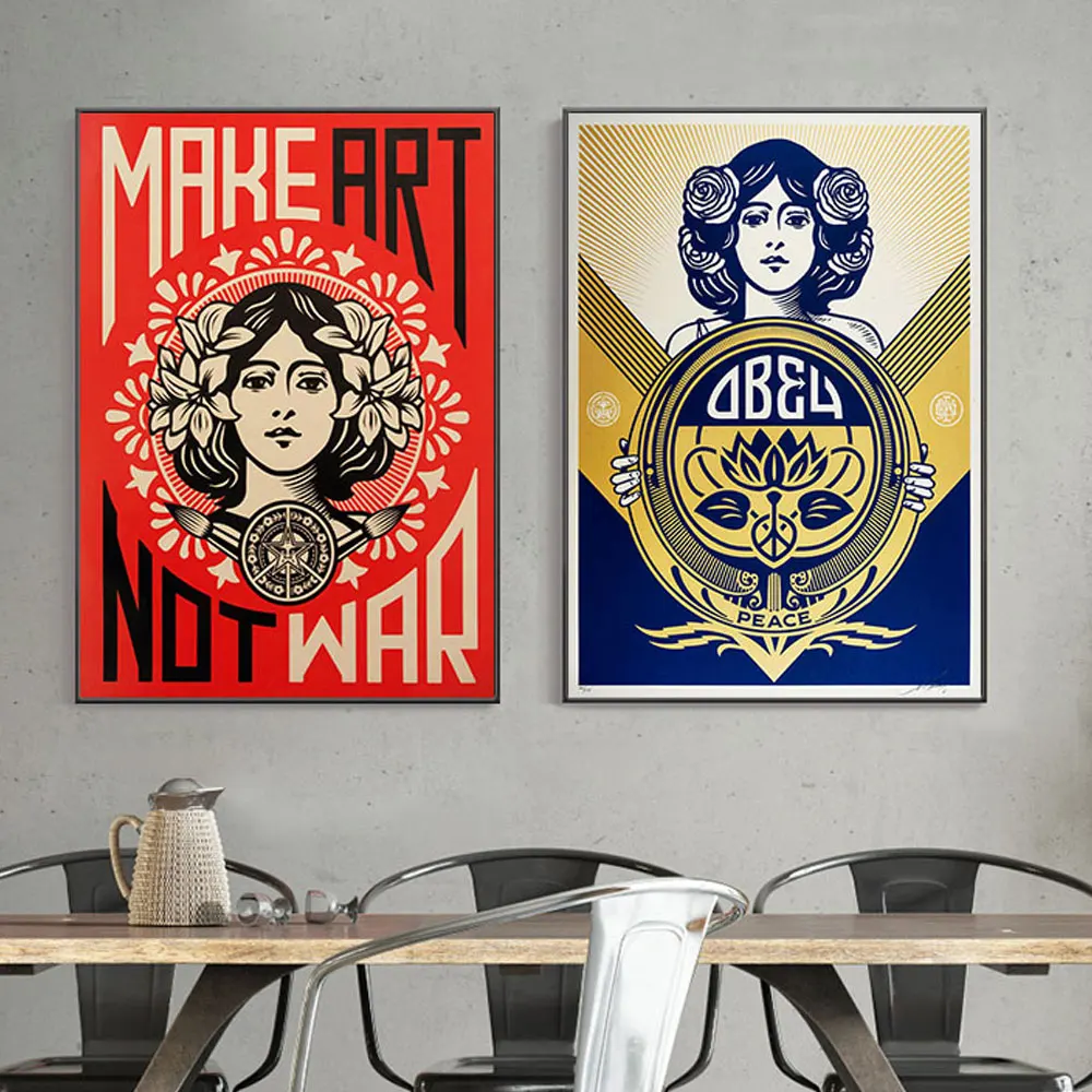Картина на холсте «Make Art Not War OBEY», винтажная Настенная картина Шепарда Fairey, Постер для украшения гостиной, спальни