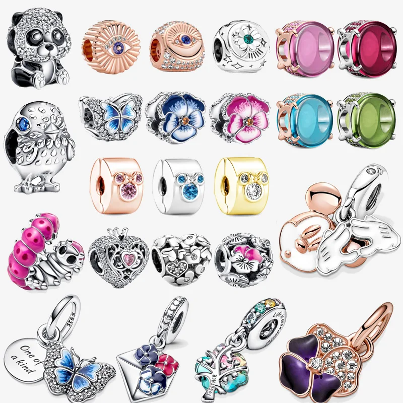 

Женский браслет Pandora, черный браслет с подвеской в виде бабочки