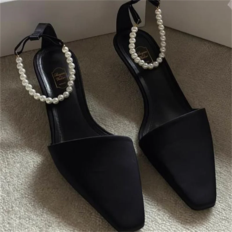 Женская обувь с жемчугом босоножки ремешком на щиколотке и пряжкой среднем