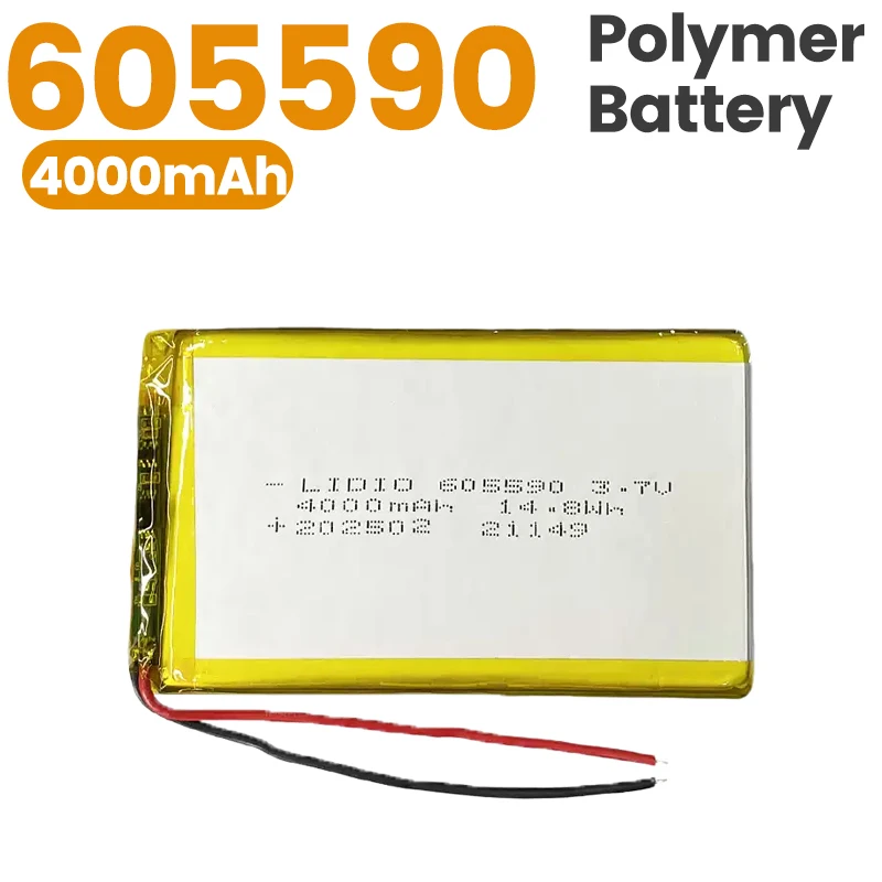 Фото Литий-полимерный аккумулятор 3.7V 4000mAh 605590 с 2 проводами для планшетов, повербанков, колонок, DIY-проектов №3