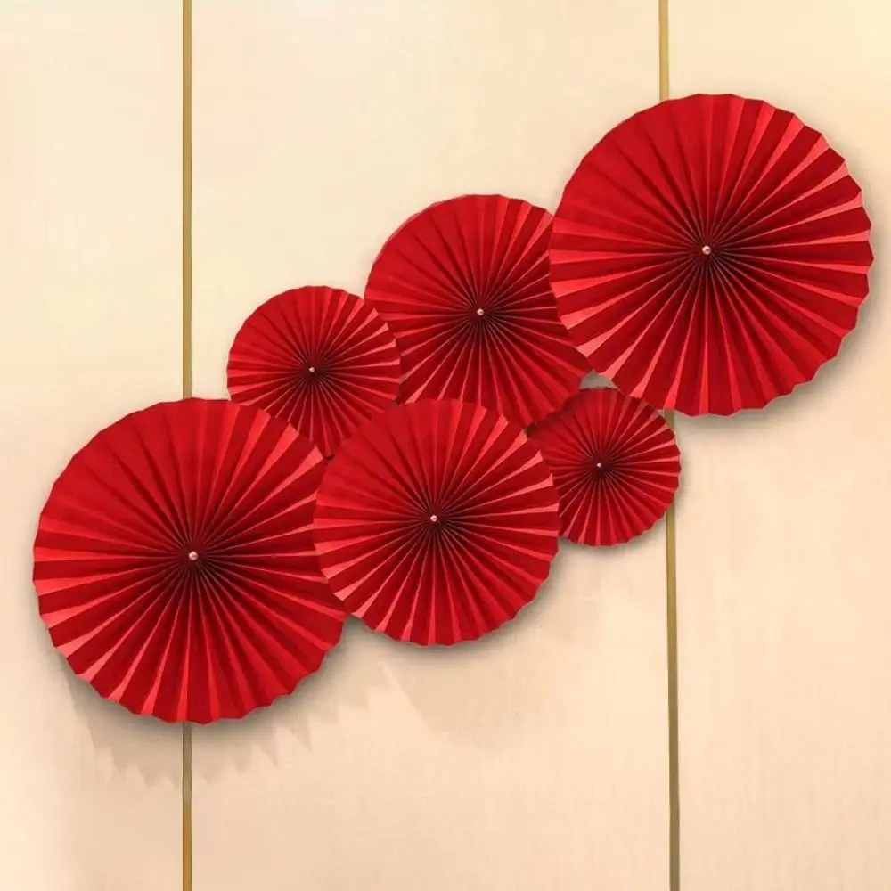 

6pcs/pack Single Layer Paper Fan Flower Wedding Origami Fan Flower Birthday Party Supplies Home Decoration Wedding Supplies