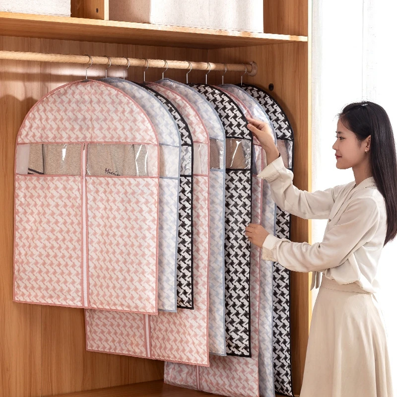 

Пылезащитные чехлы для одежды, влагостойкие мешки для одежды, пылезащитный чехол для костюма, защиты платьев, гардеробной, подвесной органайзер для шкафа