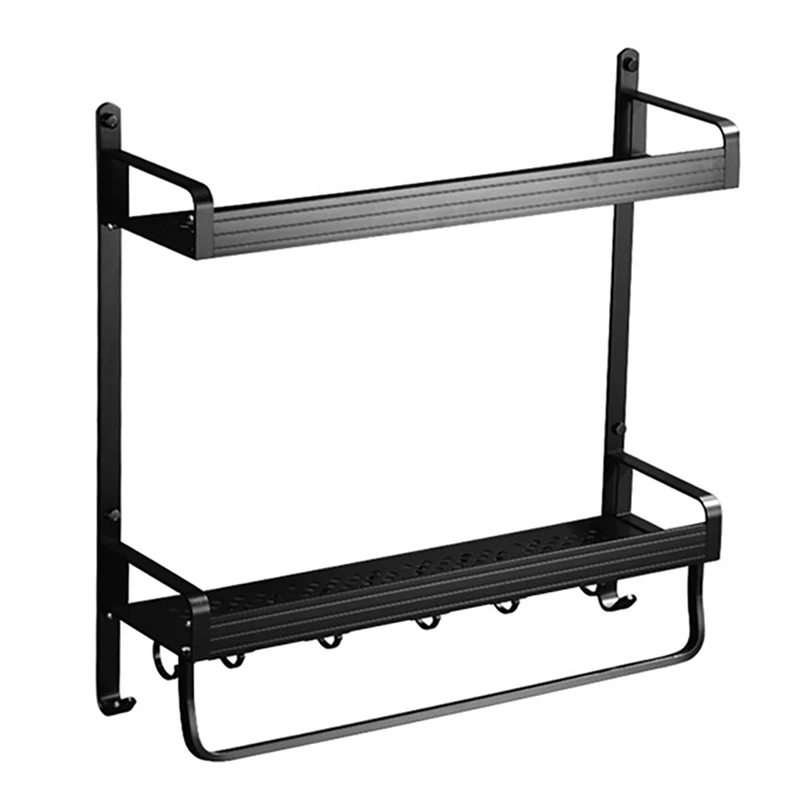 

Modern Double Layer Shower Rack Aluminum Bathroom Shower Hardware Rack Bathroom Shelves Bathroom Towel Shelf