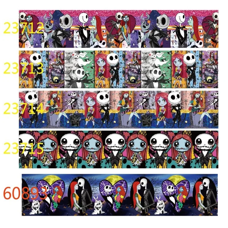 

25MM 38MM Halloween Disney Nightmare Before ChristmasPrinted Grosgrain Ribbon for Holiday Craft DIY