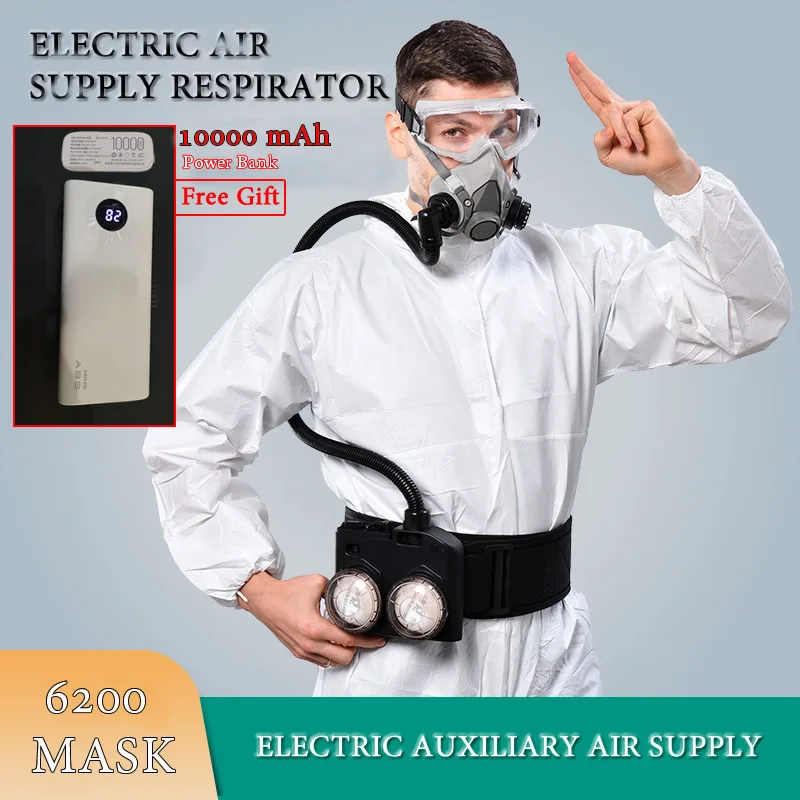 

Portable Electric Air Supply Respirator 6200 Half Face Dust Gas Mask For Spraying Painting Polishing Work Safety