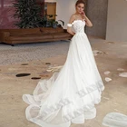 2022 Свадебные платья с открытыми плечами сердечком, Классические свадебные платья а-силуэта с цветочной аппликацией, свадебные платья до пола, индивидуальный пошив