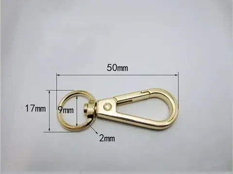 Застежки золотые изогнутые Застежки Карабин поворотные застежки для кольца для ключей, стандартная Бесплатная доставка
