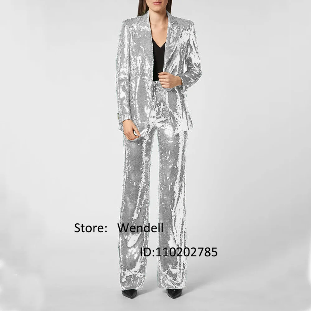 Women Sequined 2-Piece Suit Custom Luxury Prom Dress Single Breasted Traf 2023 Woman Evening Dresses Women's Pantsuit Short Sets