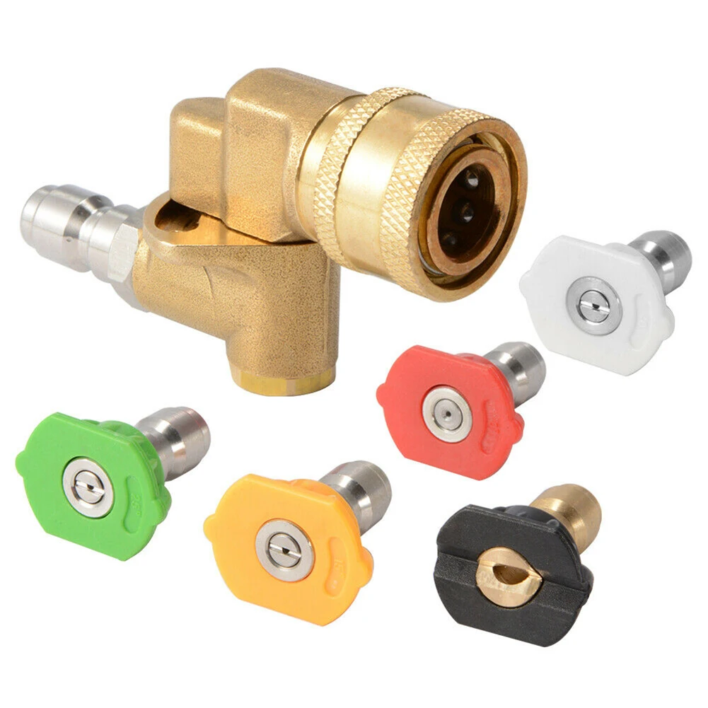 

Pressure Washer Accessories Kit Power Washer Spray Nozzle Tips 1/4 Inch Quick Connecting Pivoting Coupler 4500 PSI