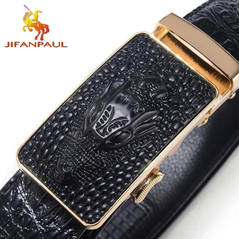 

2023 New genuine leather men's belt cowhide strap for male automatic buckle belts for men alloy New Arrival buckle black belts