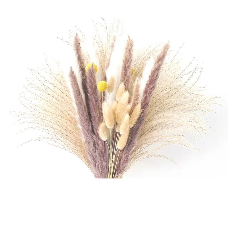 

75Pcs Pampas Grass Natural Dried Bouquet For Home Decor, Boho Wedding Decor,Gifts For Women