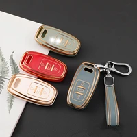 for audi a5s q5 s5 s6 rs7 a6l a7 auto red new tpu car remote key case cover key shell protector styling keychain high quality
