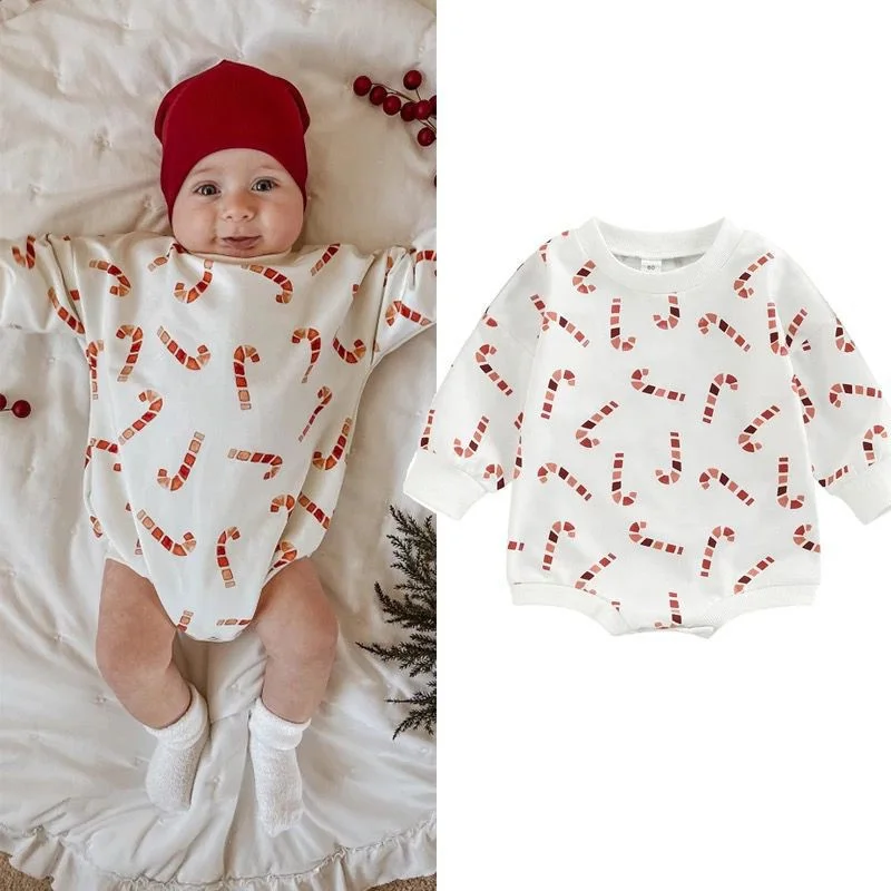 

Christmas 0-18M Baby Clothes Romper Bodysuits Infant Girls Onesie Casual Long Sleeve Pullover Printed Festival Baby Jumpsuits