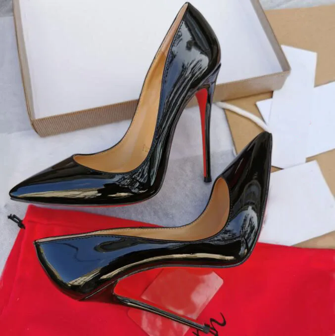 

So Kate Red High Heel Shoes Women Pumps 8 10 12cm Bottom Thin Heel Pointed Nude Black Patent Leather Sexy Wedding Shoes 34-44