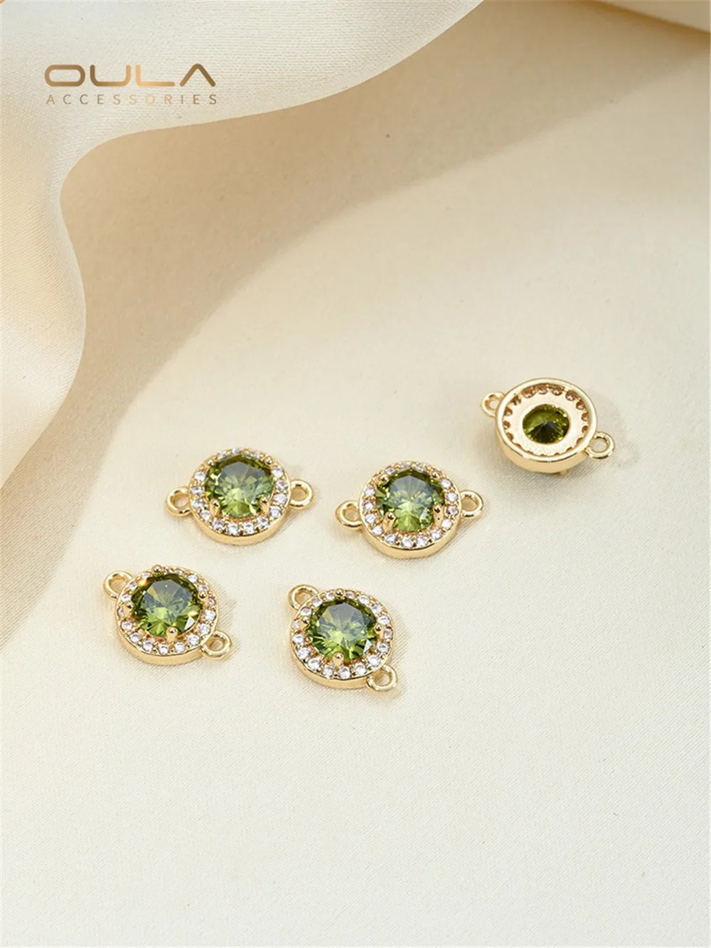 14K сумка золотая инкрустированная фианитами изумрудная оливковая зеленая