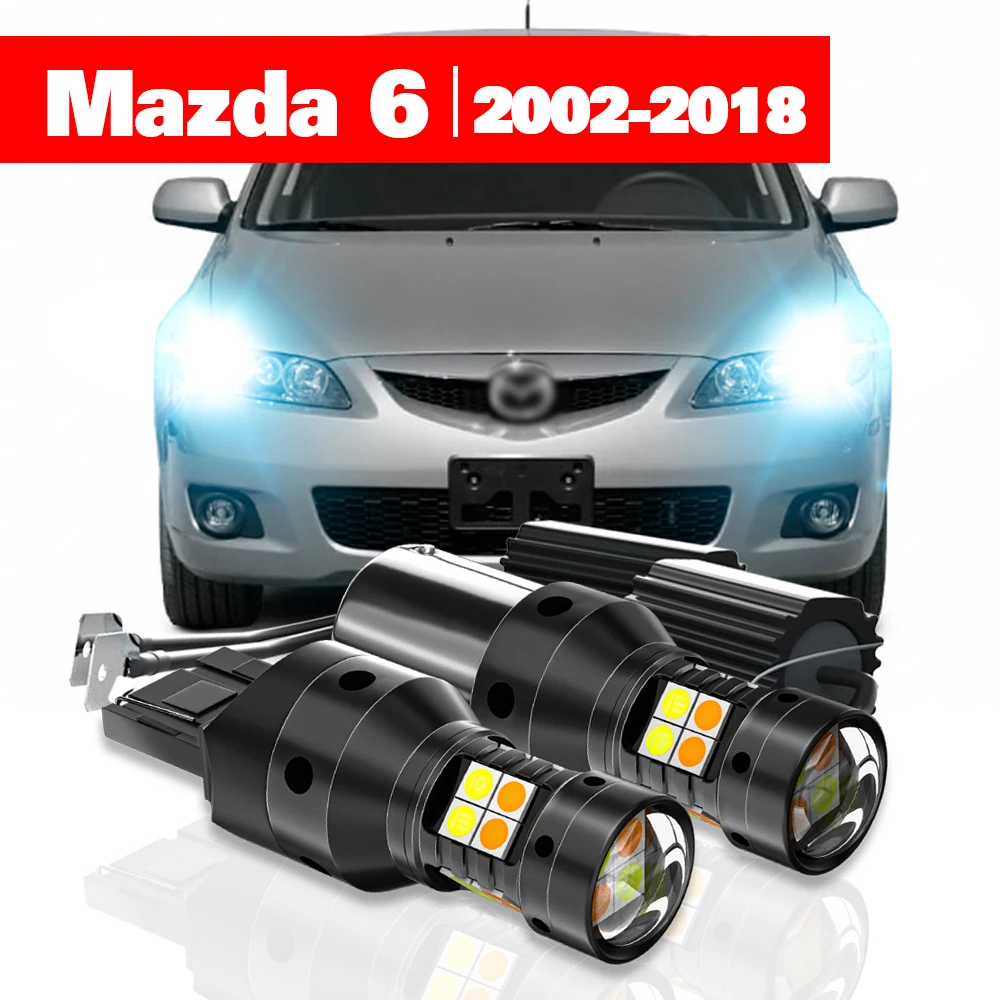 

For Mazda 6 GG GY GH GJ GL 2002-2018 Accessories 2pcs LED Dual Mode Turn Signal+Daytime Running Light DRL 2007 2008 2012 2013