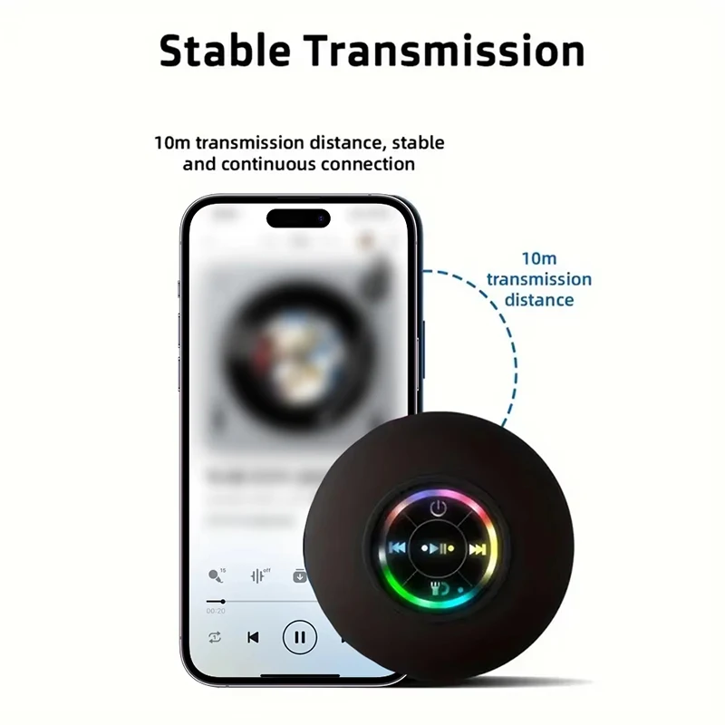 Фото Портативная настенная колонка Lenovo с Bluetooth, водонепроницаемая (IPX4), со светодиодной подсветкой, для ванной и улицы, с большой присоской для крепления №3