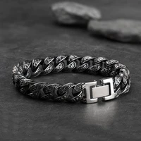 high quality metal bracelet for men fashion antique silver color cuban chain totem bracelet male gift