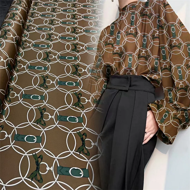 

Модная Роскошная брендовая тянущаяся саржевая шелковая ткань с принтом Премиум-Качества By Meter Сделай Сам рубашка платье парча дизайнерская...