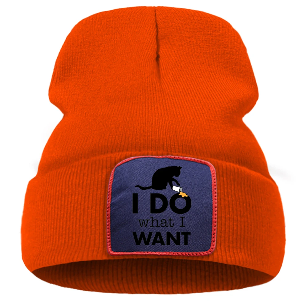 

Я делаю то, что хочу, зимняя шапка с забавным принтом кошки, уличная мода, теплые облегающие шапки, простые повседневные шапки унисекс, качес...