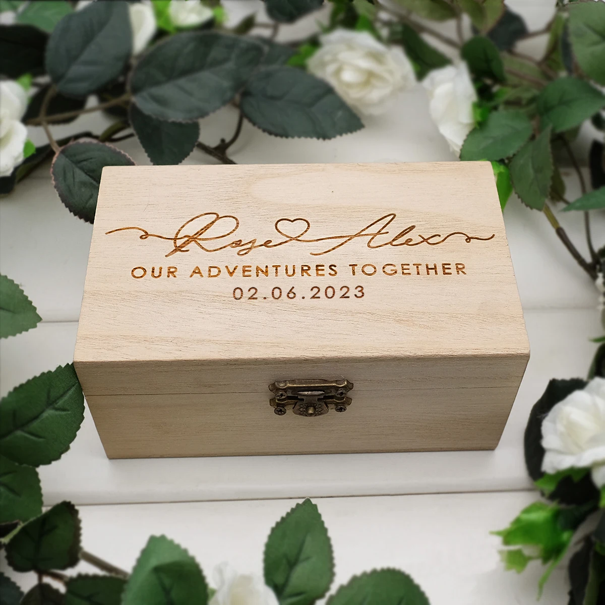 

Personalized Ring Box Custom Rings Holder Engraved Wood Rustic Wedding Ring Bearer Box Customized Engagement Proposal Gift