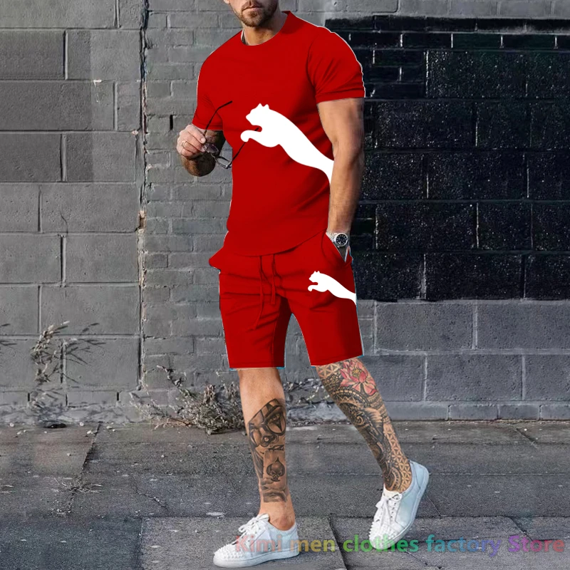 Cotton Set 2023 New Summer Sportswear Tracksuit Men Oversized Brand printing TShirts Shorts Sets 2 Piece Outfits Sets for Men