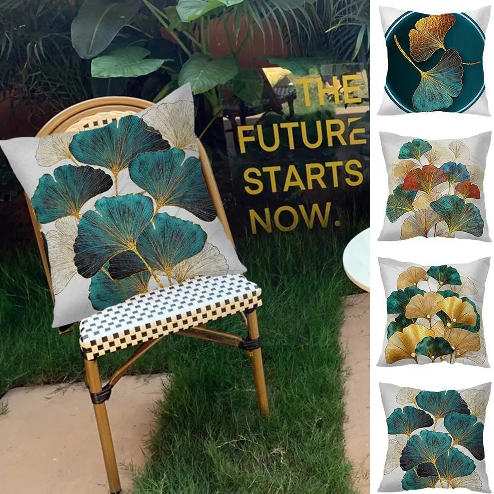 

Ginkgo Leaf 45*45 Single-sided Peach Skin Pillowcase Decoration New Home Year Cushion Christmas Cover H3a8